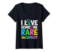 Donna I Love Someone Rare Zebra Ribbon Consapevolezza delle malattie rare Maglietta con Collo a V