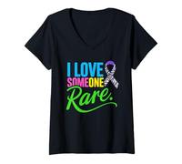 Donna I Love Someone Rare Zebra Ribbon Consapevolezza delle malattie rare Maglietta con Collo a V