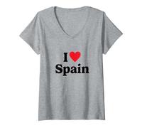 Donna I Love Spain Maglietta con Collo a V