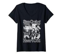 Donna I Love Stop Crying Your Heart out Family First Name Tee Meme Maglietta con Collo a V