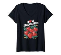 Donna I Love Strawberries Delizia fresca e succosa Maglietta con Collo a V