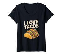 Donna I Love Tacos - Divertente design per amanti del cibo Maglietta con Collo a V