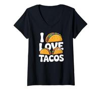 Donna I Love Tacos Divertimento Gustoso Cibo Scelta degli amanti Maglietta con Collo a V