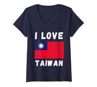Donna I Love Taiwan I Heart Taiwan Family Travel Souvenir Maglietta con Collo a V