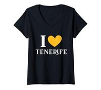 Donna I Love Tenerife Spagna Maglietta con Collo a V