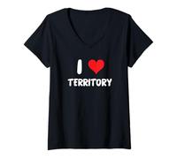 Donna I Love Territory - Land Strategic Giochi da Tavolo Gamer Maglietta con Collo a V