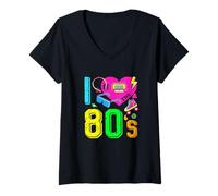 Donna I Love The 80s Abbigliamento Donna Anni Ottanta 80 Maglietta con Collo a V