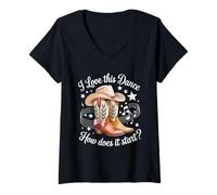 Donna I Love This Dance Come Inizia Line Dance Maglietta con Collo a V