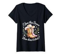 Donna I Love This Dance Come Inizia Line Dance Maglietta con Collo a V