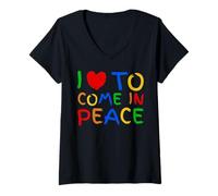 Donna I Love To Come In Peace - I'm Peace Funny Matching Couple Maglietta con Collo a V