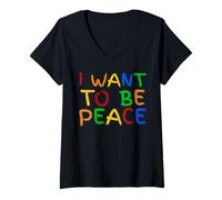Donna I Love To Come In Peace - I'm Peace - Let Me Be Your Peace Maglietta con Collo a V