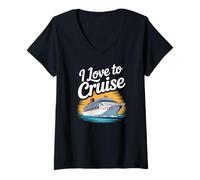 Donna I Love To Cruise Ocean Voyage Dreams Maglietta con Collo a V