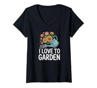 Donna I Love To Garden - Annaffiatoio floreale Maglietta con Collo a V