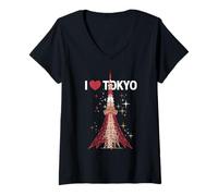 Donna I Love Tokyo, skyline giapponese, divertente viaggio in Asia Maglietta con Collo a V