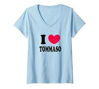 Donna I Love Tommaso Maglietta con Collo a V