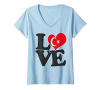 Donna I Love Turkey Bandiera Cuore Patriottico Viaggio Maglietta con Collo a V