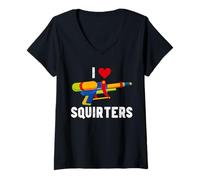 Donna I Love Water Blasters Camicia Divertente Summer Squirter Water Gun Maglietta con Collo a V