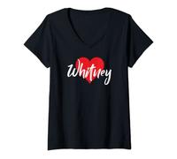 Donna I Love Whitney First Name Tshirt I Heart Named Maglietta con Collo a V