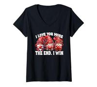 Donna I Love You More The End I Win Funny Valentines Gnomes Maglietta con Collo a V