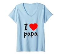 Donna I Love You Papa T Shirt, Cool Happy Father's Day, Best Daddy Maglietta con Collo a V