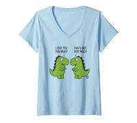 Donna I Love You This Much Dinosaur Maglietta con Collo a V