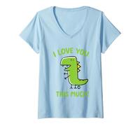 Donna I Love You This Much Dinosaur Maglietta con Collo a V