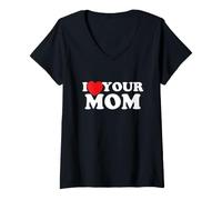 Donna I Love Your Mom - I Heart Your Mom Maglietta con Collo a V