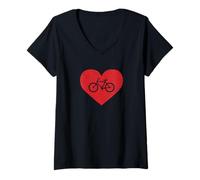 Donna I Luv Bikes Amo pedalare La mia Bicicletta Heart Bikes Ispirato al Ciclismo Maglietta con Collo a V