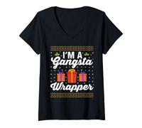 Donna I’m A Gangsta Wrapper for Christmas Maglietta con Collo a V