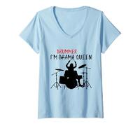 Donna I´m Drummer Queen per Percussionisti & Batteristi Maglietta con Collo a V