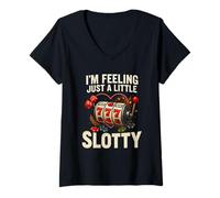 Donna I’m Feeling Just A Little Slotty Funny Casino Slots Maglietta con Collo a V