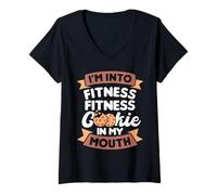 Donna I´m Into Fitness Fitness Cookie nella mia Bocca Cookie Maglietta con Collo a V