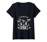 Donna I´m Just Here for The Drinks - Funny Saying Maglietta con Collo a V