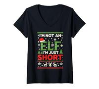 Donna I’m Not an Elf I’m Just Short Funny Christmas Joke Elf Humor Maglietta con Collo a V