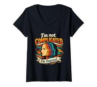 Donna I’m Not Complicated | Funny Personality Humor Maglietta con Collo a V