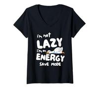 Donna I’m Not Lazy, Funny Goose Energy Saving Mode Maglietta con Collo a V