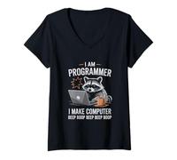 Donna I Make Computer Beep Boop Funny Programmer Maglietta con Collo a V