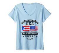 Donna I May Live in The USA Puerto Rico Story Maglietta con Collo a V