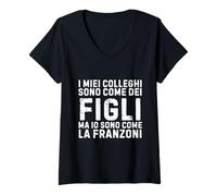 Donna I Miei colleghi Sono Come dei Figli Sarcastica Ironica Maglietta con Collo a V