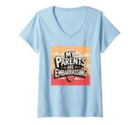 Donna I miei genitori sono imbarazzanti Maglietta con Collo a V