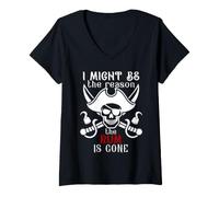 Donna I Might Be The Reason The Rum is Gone Men Pirate Drinking Maglietta con Collo a V