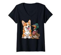 Donna I migliori amici di Corgi Dog and Duck Maglietta con Collo a V