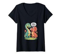 Donna I Migliori boccioli Estivi - Cute Dinosaur Friends Summer Maglietta con Collo a V