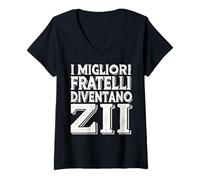Donna I Migliori Fratelli Diventano Zii Annuncio Gravidanza Maglietta con Collo a V