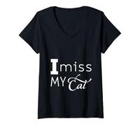 Donna I Miss My Cat Amore del proprietario di animali domestici -- Maglietta con Collo a V