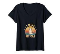 Donna I Miss My Cat Pet Owner Love ||-- Maglietta con Collo a V