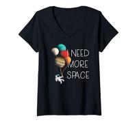 Donna I Need More Space Kids Astronauta Balloon Planets Meme Maglietta con Collo a V