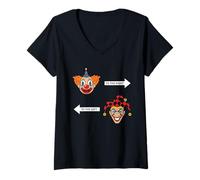 Donna I pagliacci ai Joker giusti al Divertimento di Sinistra Halloween Maglietta con Collo a V