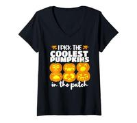 Donna I Pick The Coolest Pumpkins! Divertente Raccolta di zucche Maglietta con Collo a V