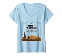 Donna I più ricercati Cowboy Western Movie Buff Rebel Maglietta con Collo a V